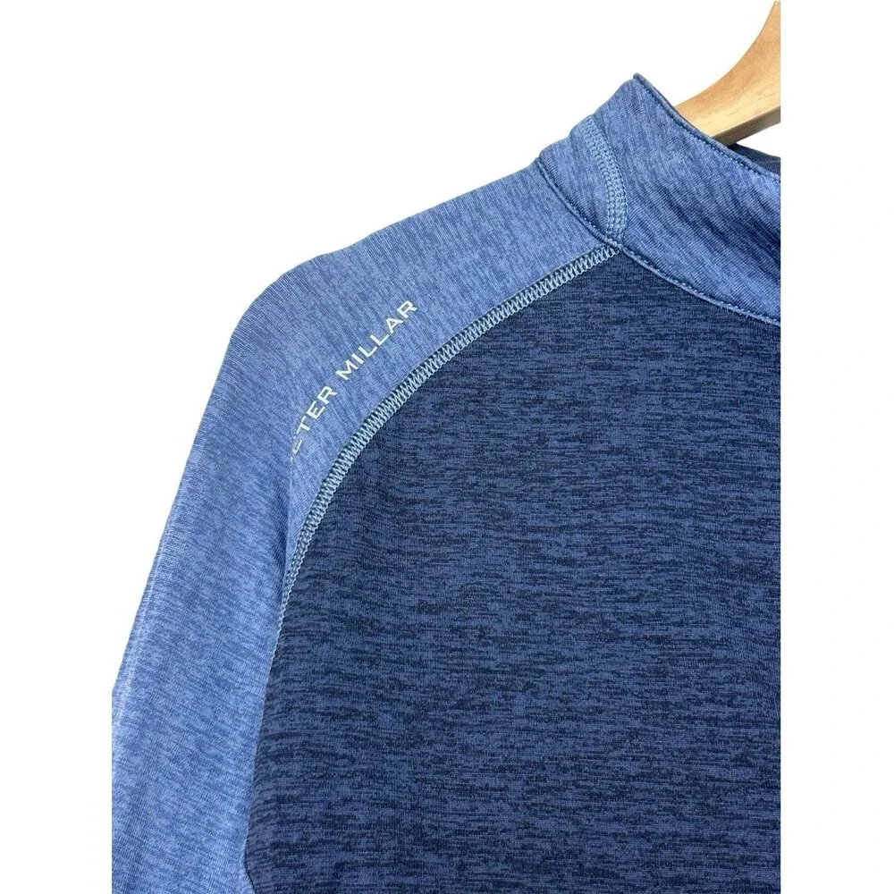 Peter Millar Pullover Extra Large Blue 1/4 Zip Waffle Grid Fleece Golf Stretch